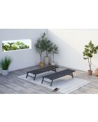 Lot de 2 transats avec roulettes Nelina gris foncé et noir - 191x55x100 cm