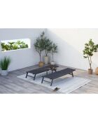 Lot de 2 transats et une table d'appoint Nelina noir - 3 pièces