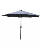 Samos grauer runder LED-Sonnenschirm - 292x292x245 cm