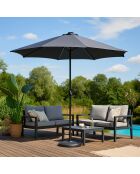 Samos grauer runder LED-Sonnenschirm - 292x292x245 cm