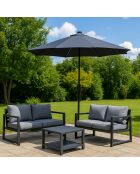 Samos grauer runder LED-Sonnenschirm - 292x292x245 cm