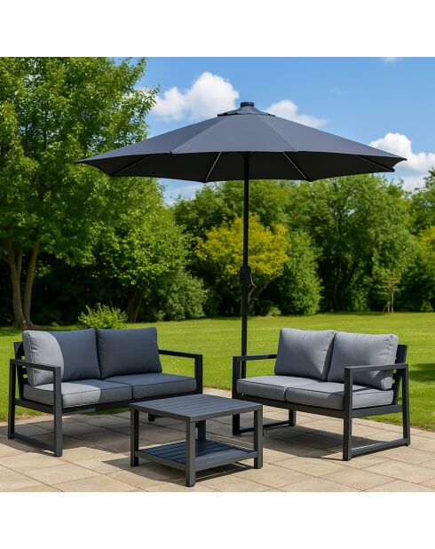 Samos grauer runder LED-Sonnenschirm - 292x292x245 cm