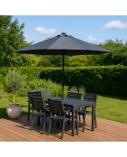 Samos grauer runder LED-Sonnenschirm - 292x292x245 cm
