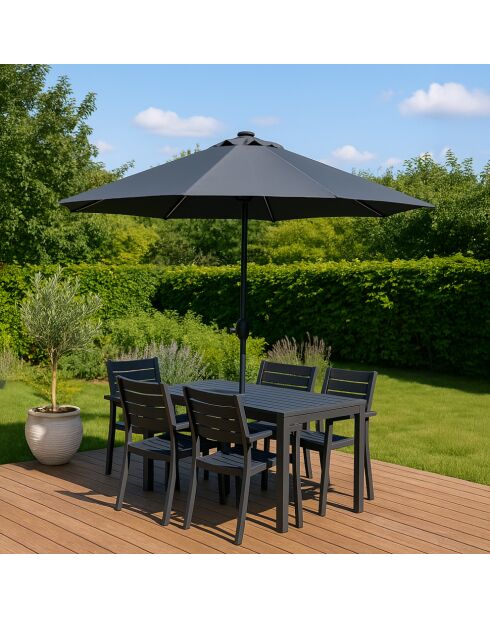Samos grauer runder LED-Sonnenschirm - 292x292x245 cm