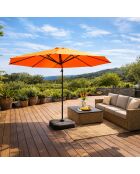Kaleno orangefarbener achteckiger Offset-Sonnenschirm aus Aluminium - 350x350x260 cm