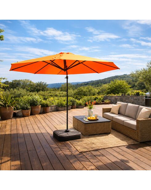 Sombrilla de aluminio offset octogonal naranja Kaleno - 350x350x260 cm