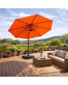 Kaleno orangefarbener achteckiger Offset-Sonnenschirm aus Aluminium - 350x350x260 cm