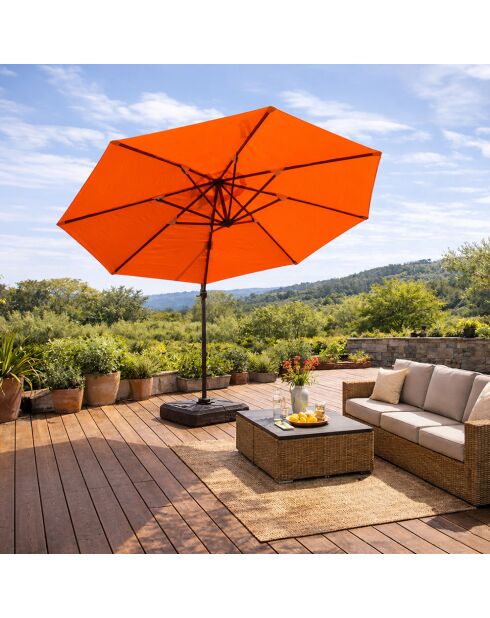 Sombrilla de aluminio offset octogonal naranja Kaleno - 350x350x260 cm