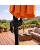 Kaleno orangefarbener achteckiger Offset-Sonnenschirm aus Aluminium - 350x350x260 cm