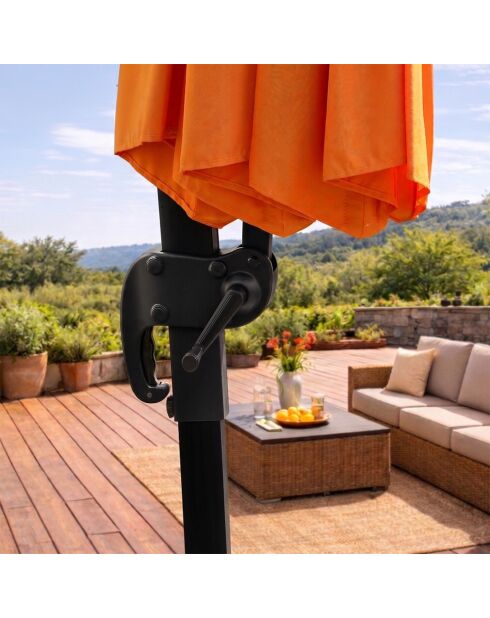 Sombrilla de aluminio offset octogonal naranja Kaleno - 350x350x260 cm