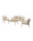 Salon de jardin 5 places effet bois et corde tressée avec table basse Seixal beige - 4 pièces