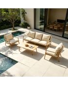 Salon de jardin 5 places effet bois et corde tressée avec table basse Seixal beige - 4 pièces