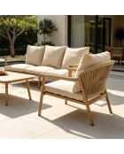 Salon de jardin 5 places effet bois et corde tressée avec table basse Seixal beige - 4 pièces