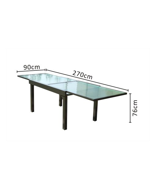 Arvona grauer ausziehbarer Gartentisch aus Aluminium - 135x90x76 cm