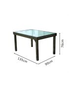Arvona grauer ausziehbarer Gartentisch aus Aluminium - 135x90x76 cm