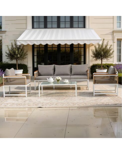 Salon de jardin 5 places avec table basse Dickinson gris clair - 4 pièces