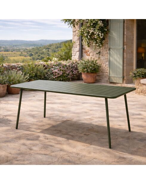 Table de jardin 6 places Falcou verte - 160x70x72 cm