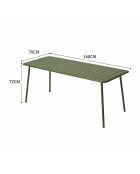 Table de jardin 6 places Falcou verte - 160x70x72 cm
