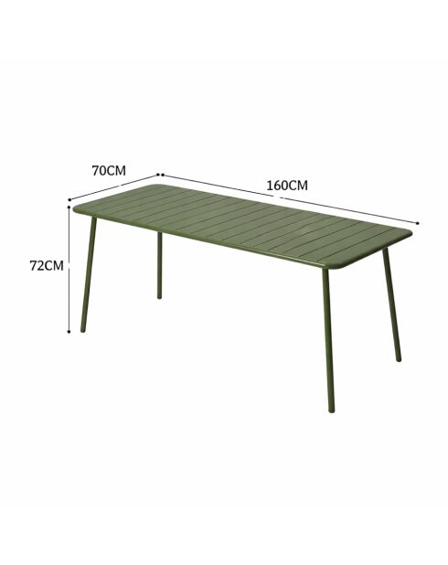 Table de jardin 6 places Falcou verte - 160x70x72 cm