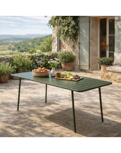 Table de jardin 6 places Falcou verte - 160x70x72 cm