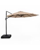 Kaleno achteckiger Offset-Sonnenschirm aus Aluminium, 350 x 350 x 260 cm, taupefarben