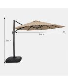 Kaleno achteckiger Offset-Sonnenschirm aus Aluminium, 350 x 350 x 260 cm, taupefarben