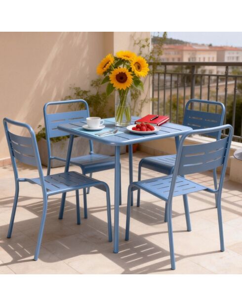 Blauer quadratischer 4-Sitzer-Tisch von Falcou - 70x70 cm