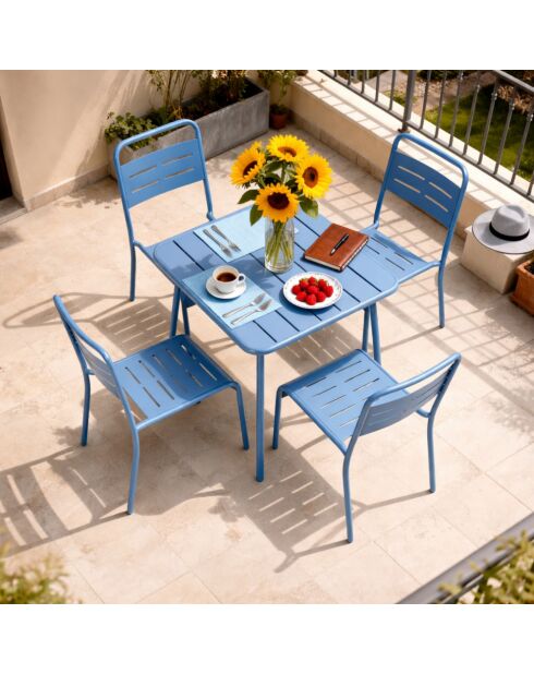 Blauer quadratischer 4-Sitzer-Tisch von Falcou - 70x70 cm