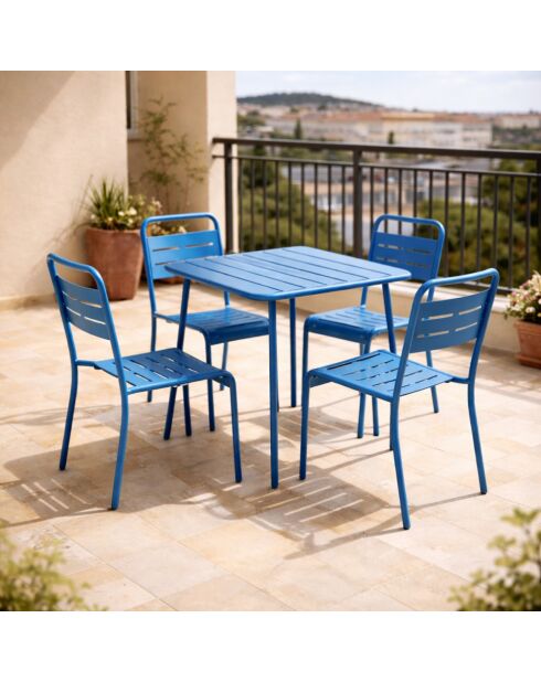 Blauer quadratischer 4-Sitzer-Tisch von Falcou - 70x70 cm