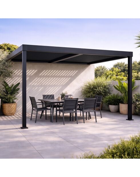 Kamares schwarze lehnbare bioklimatische Pergola aus Aluminium - 300x300x230 cm