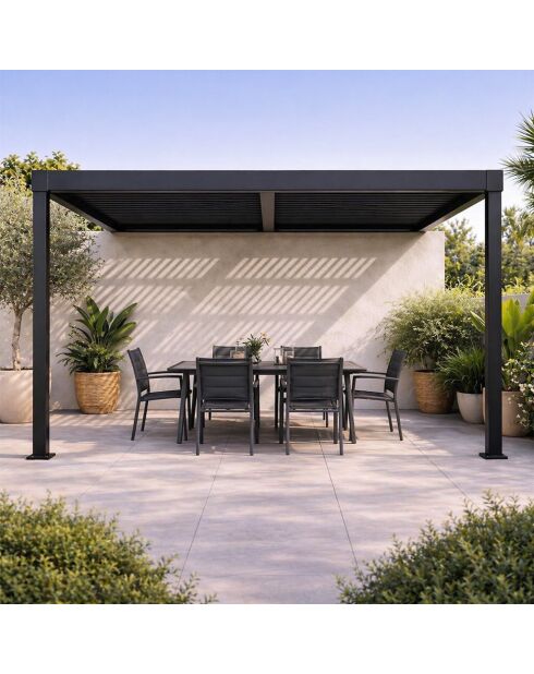 Kamares schwarze lehnbare bioklimatische Pergola aus Aluminium - 300x300x230 cm