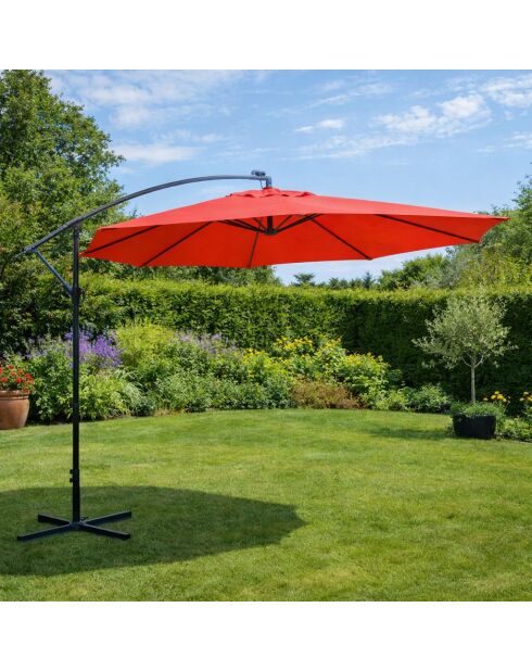 Johan quadratischer LED-Offset-Sonnenschirm, Terrakotta, 300 x 300 x 245 cm