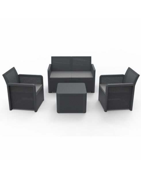 4-zits tuinmeubilair van hars met grijze Loggia-salontafel - 4 stuks