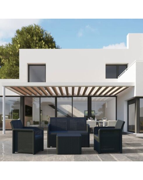 4-zits tuinmeubilair van hars met grijze Loggia-salontafel - 4 stuks