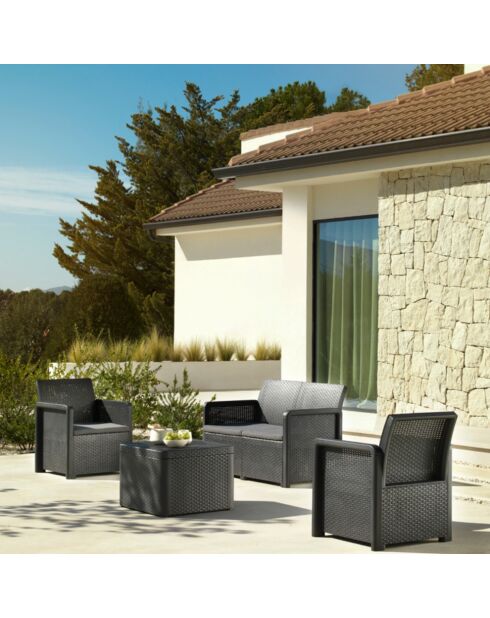 4-zits tuinmeubilair van hars met grijze Loggia-salontafel - 4 stuks
