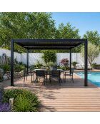 Schwarze bioklimatische Aluminiumpergola von Eger mit verstellbaren Lamellen - 400x300x236 cm