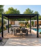 Schwarze bioklimatische Aluminiumpergola von Eger mit verstellbaren Lamellen - 400x300x236 cm