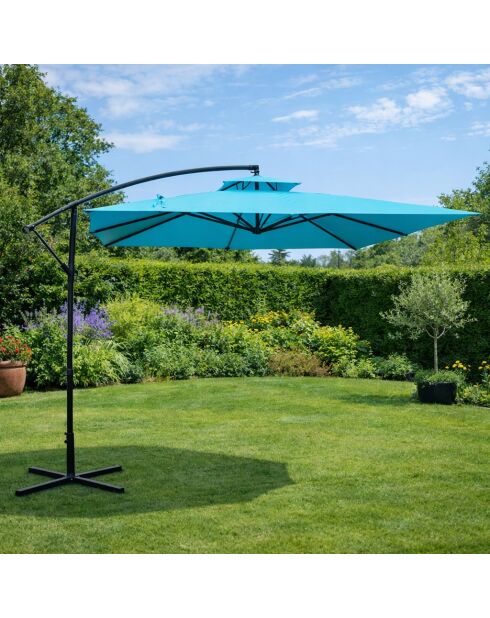 Brindisi blauer runder Offset-Sonnenschirm - 295x295x220 cm
