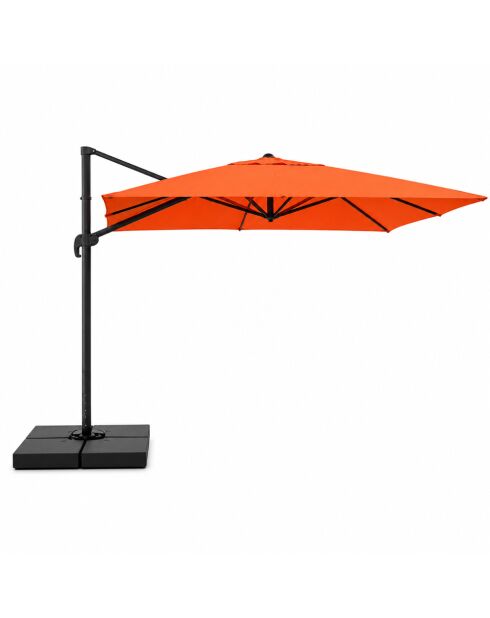 Ceret rechteckiger, versetzter, drehbarer Aluminium-Sonnenschirm aus Terrakotta — 300x400x258 cm