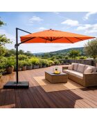 Ceret rechteckiger, versetzter, drehbarer Aluminium-Sonnenschirm aus Terrakotta — 300x400x258 cm