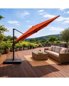 Ceret rechteckiger, versetzter, drehbarer Aluminium-Sonnenschirm aus Terrakotta — 300x400x258 cm