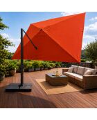 Ceret rechteckiger, versetzter, drehbarer Aluminium-Sonnenschirm aus Terrakotta — 300x400x258 cm