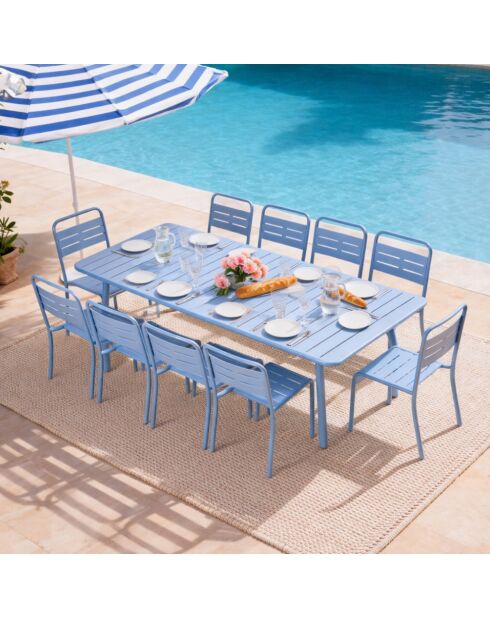 Falcou 10/12 persoons tuintafel blauw - 234x96x72 cm