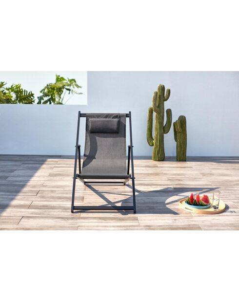Transat en aluminium Gwen gris - 103x59x96 cm