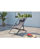 Transat en aluminium Gwen gris - 103x59x96 cm
