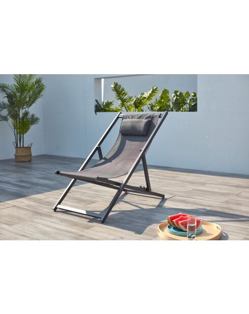 Transat en aluminium Gwen gris - 103x59x96 cm