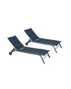 Lot de 2 transats en aluminium Livorno noir - 192x60x95 cm