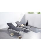Lot de 2 transats en aluminium Livorno noir - 192x60x95 cm