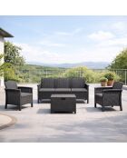 Salon de jardin 5 places effet résine tressée avec table basse Bodrum gris anthracite - 4 pièces