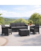 Salon de jardin 5 places effet résine tressée avec table basse Bodrum gris anthracite - 4 pièces